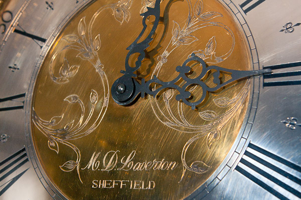 Detailed clock face from a Mark Laverton clock