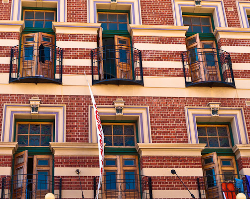 The Backpacker Hostel in Freo has a very colourful facade