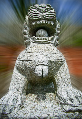 Grr..one of our  stone lions with a motion blur applied to a very distracting background