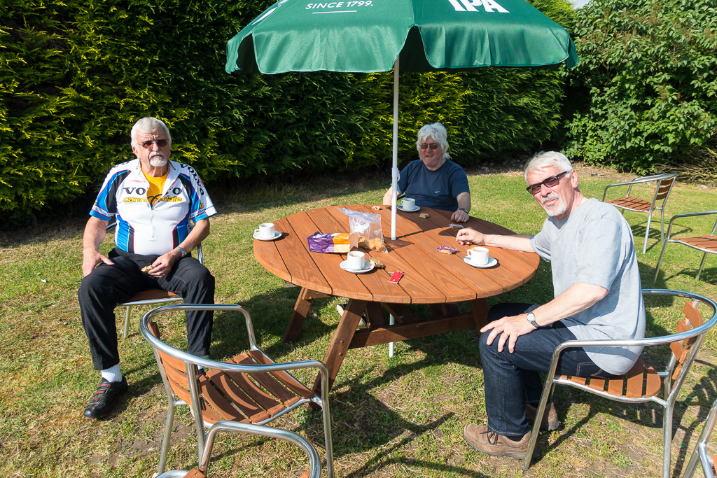 A well earned cup of coffee after the first days ride