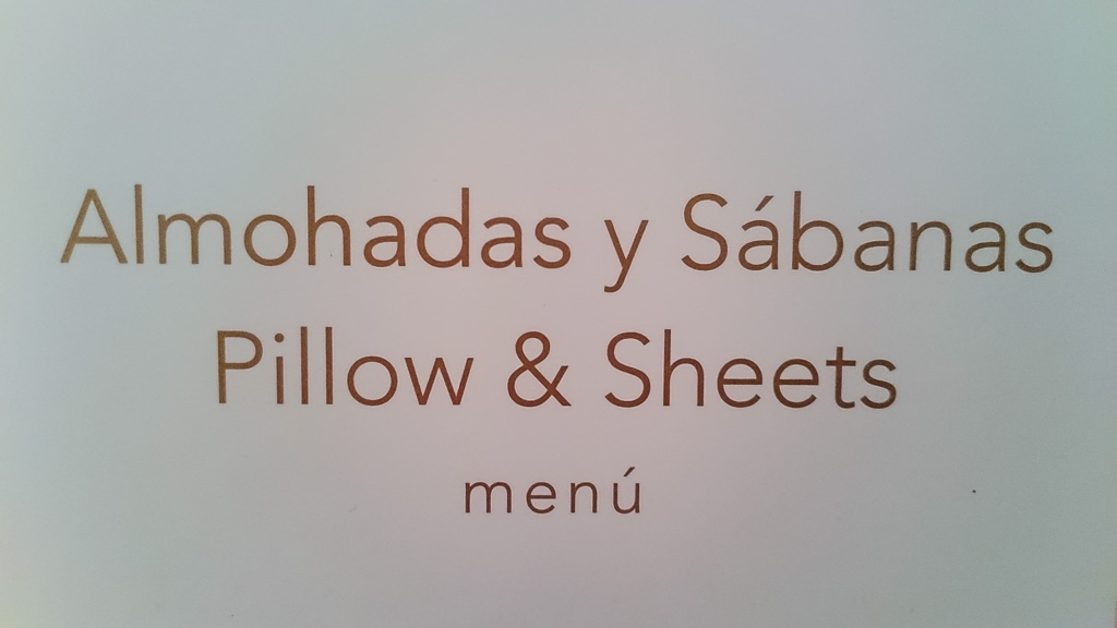 Now that's posh... a pillow and sheet menu